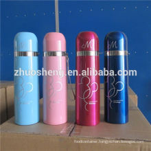 Keep cold or hot for 24 hours high quality material stainless steel bullet vacuum flask with leather